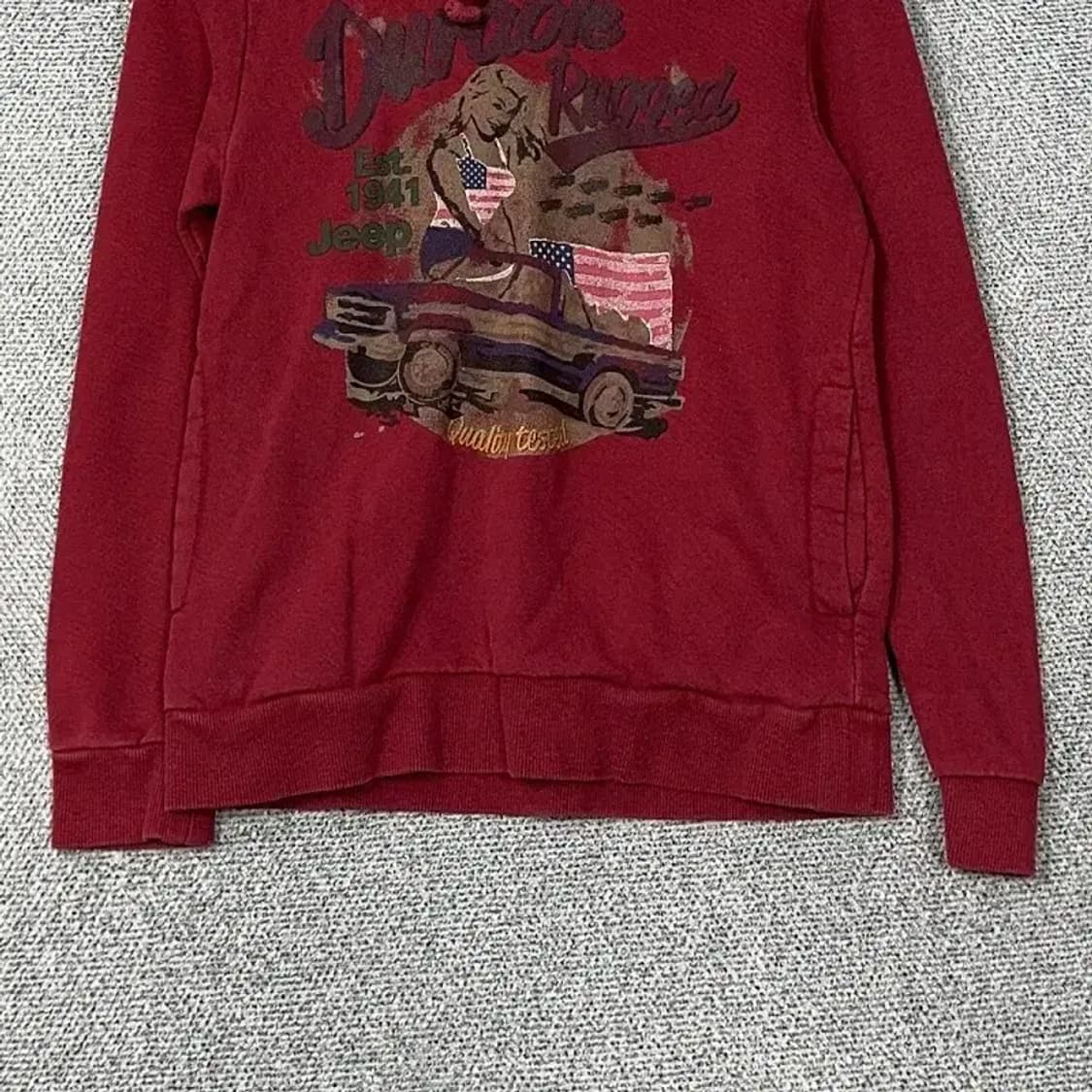 지프 프린팅 버건디 빈티지 후드티 S 상품이미지4