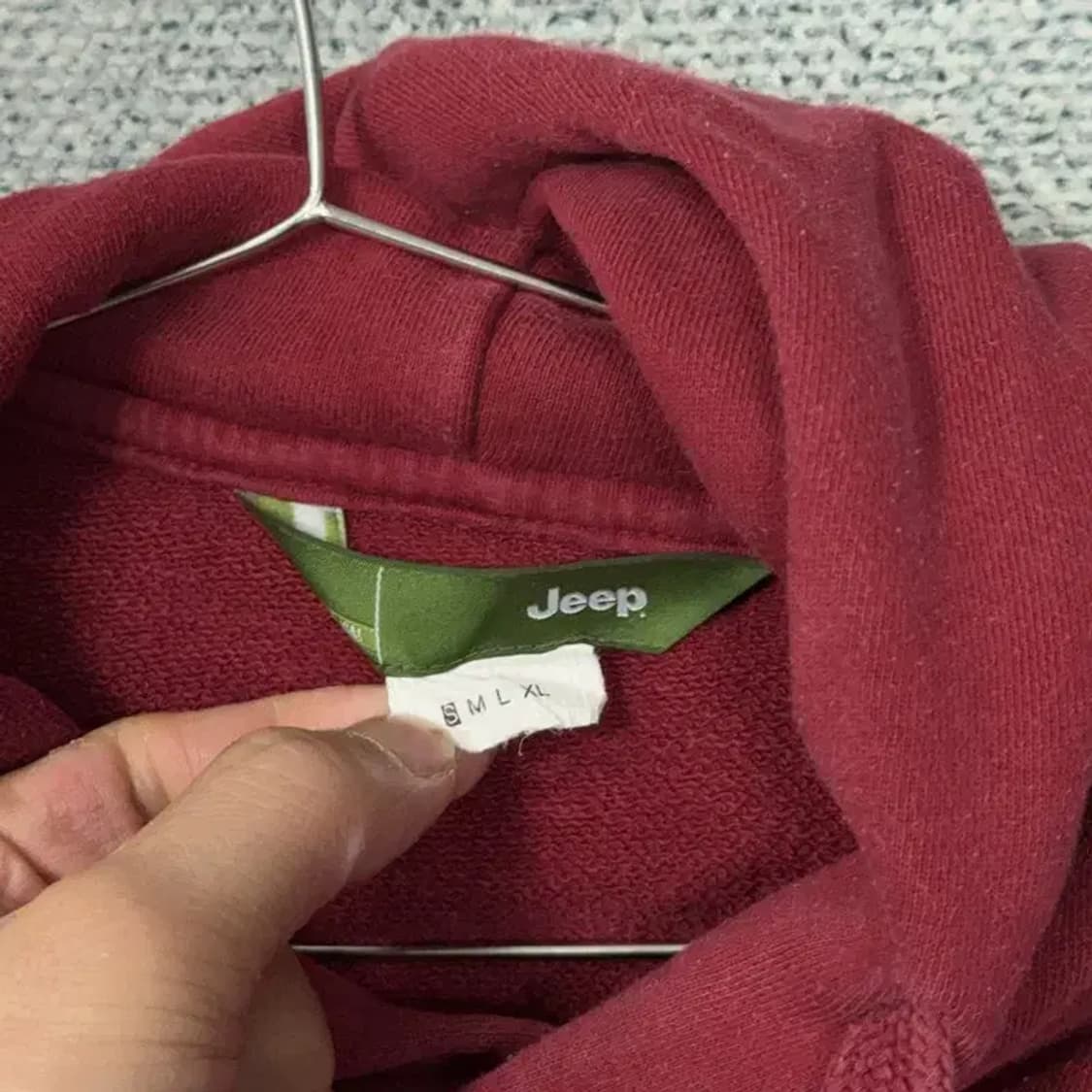 지프 프린팅 버건디 빈티지 후드티 S 상품이미지5