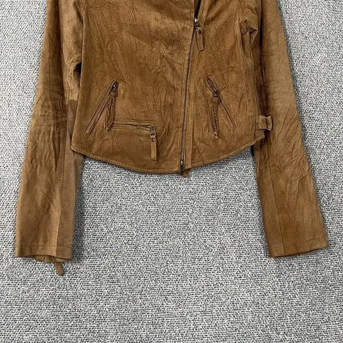 LESHOP 브라운 빈티지 돈피 라이더 자켓 M (66) 상품이미지4