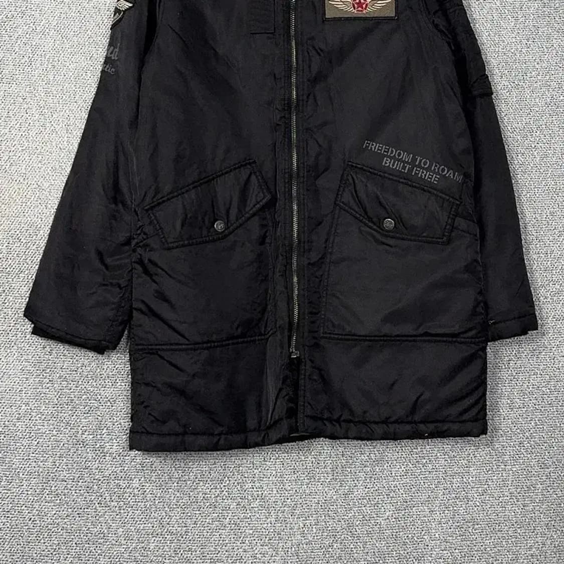 지프 패치 로고 항공 블랙 롱 패딩 M 상품이미지4
