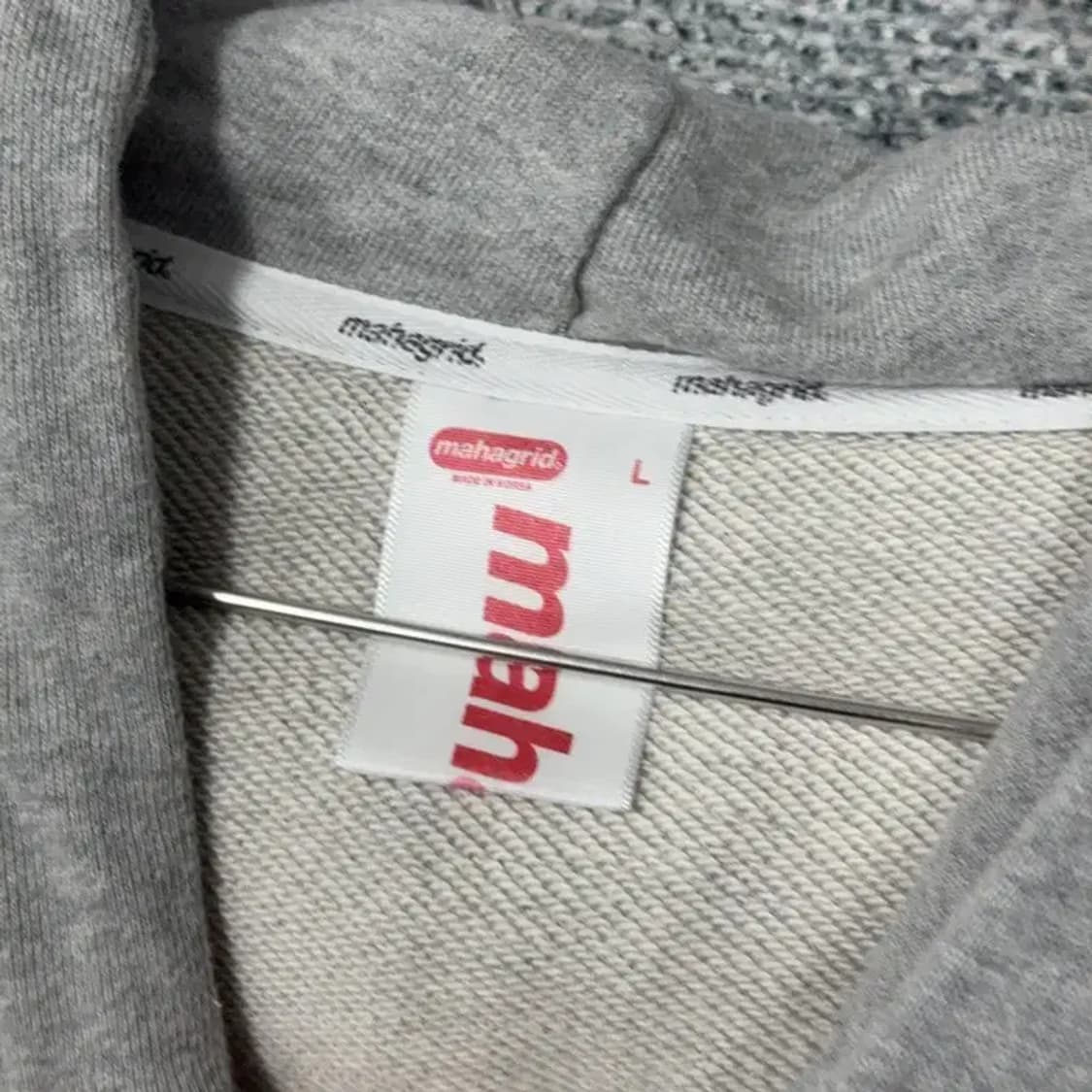 마하그리드 프린팅 로고 그레이 스웻 후드티 L 상품이미지3