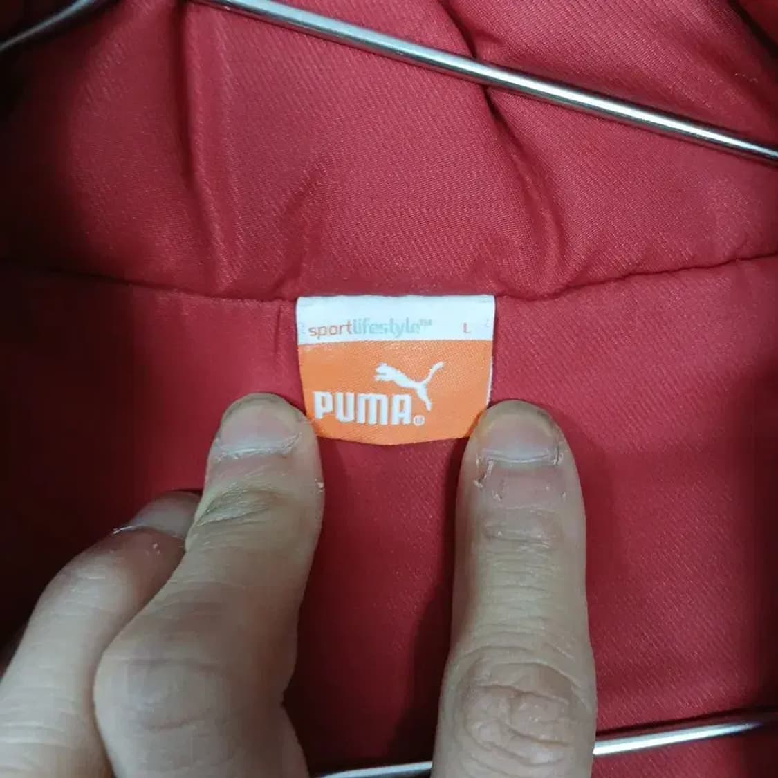 푸마 레드 캐주얼 파카 패딩 점퍼 L 상품이미지3