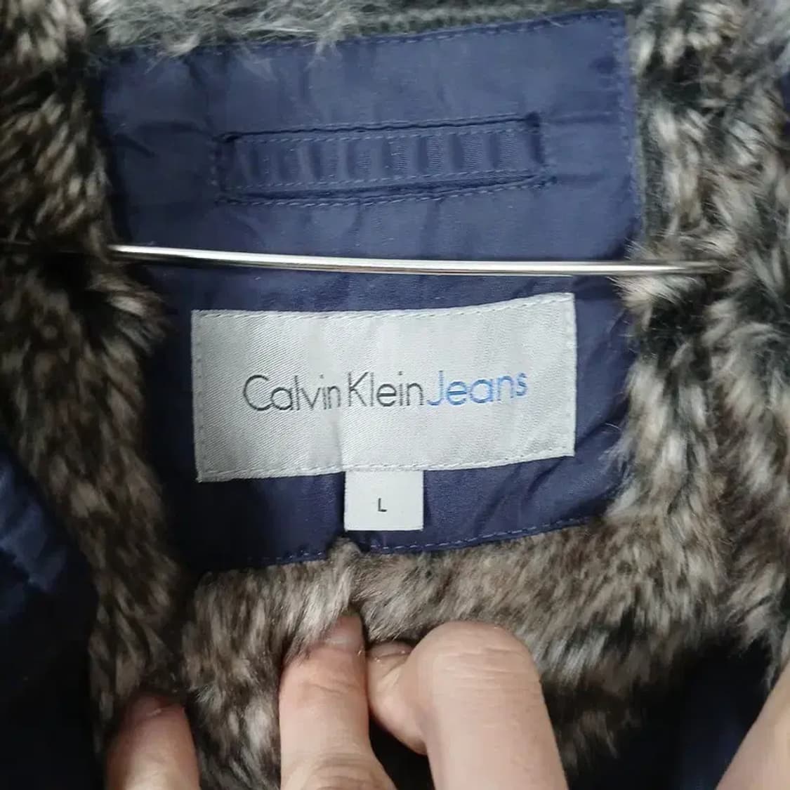캘빈클라인 네이비 쿼드포켓 다운 파카 롱 패딩 L 상품이미지5