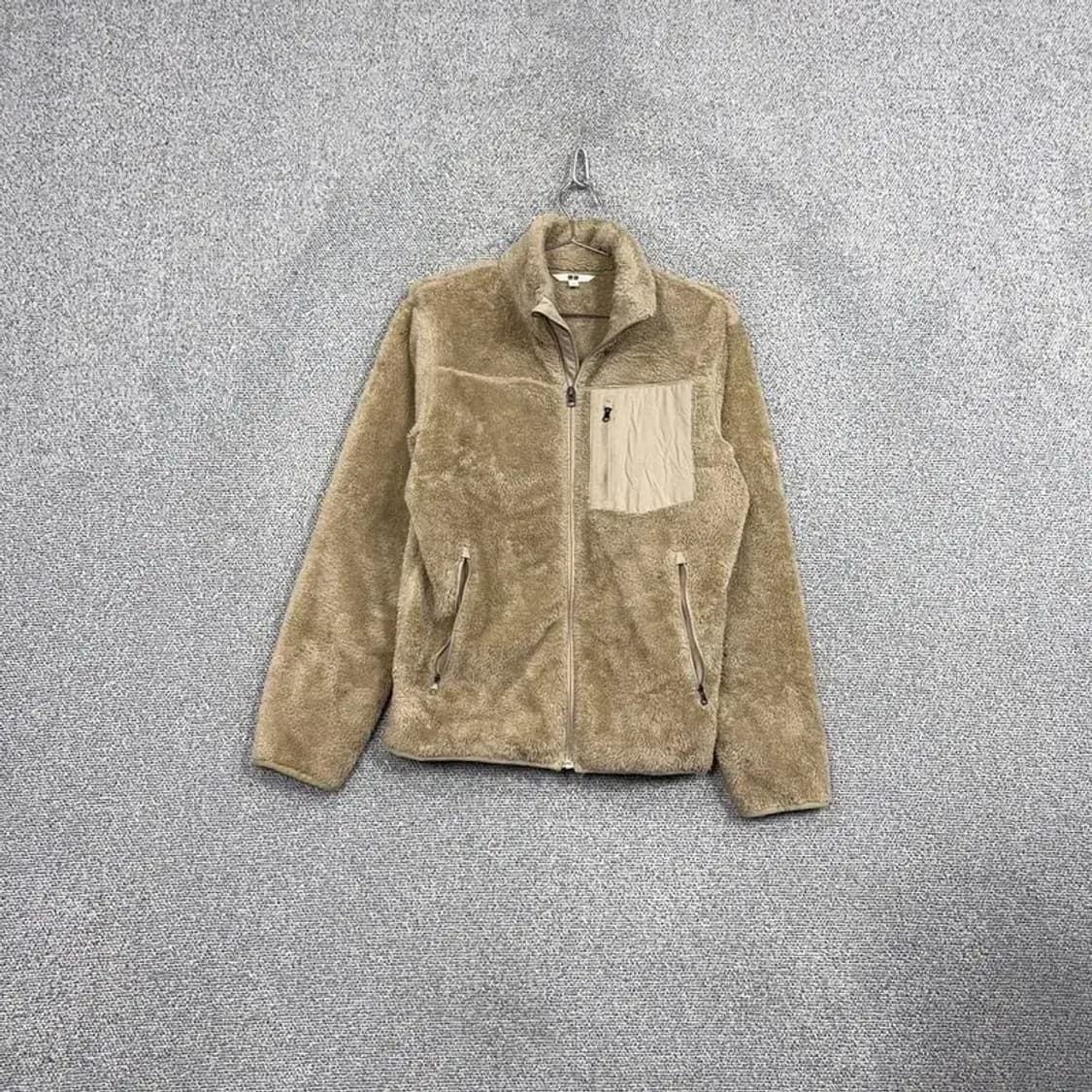 유니클로 베이지 포켓 퀄팅 후리스 집업 M 상품이미지1