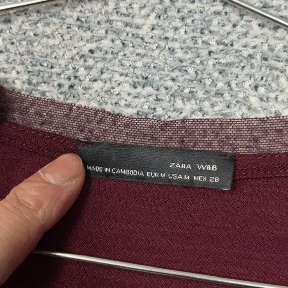 자라 버건디 브이넥 여성 니트 M 상품이미지5