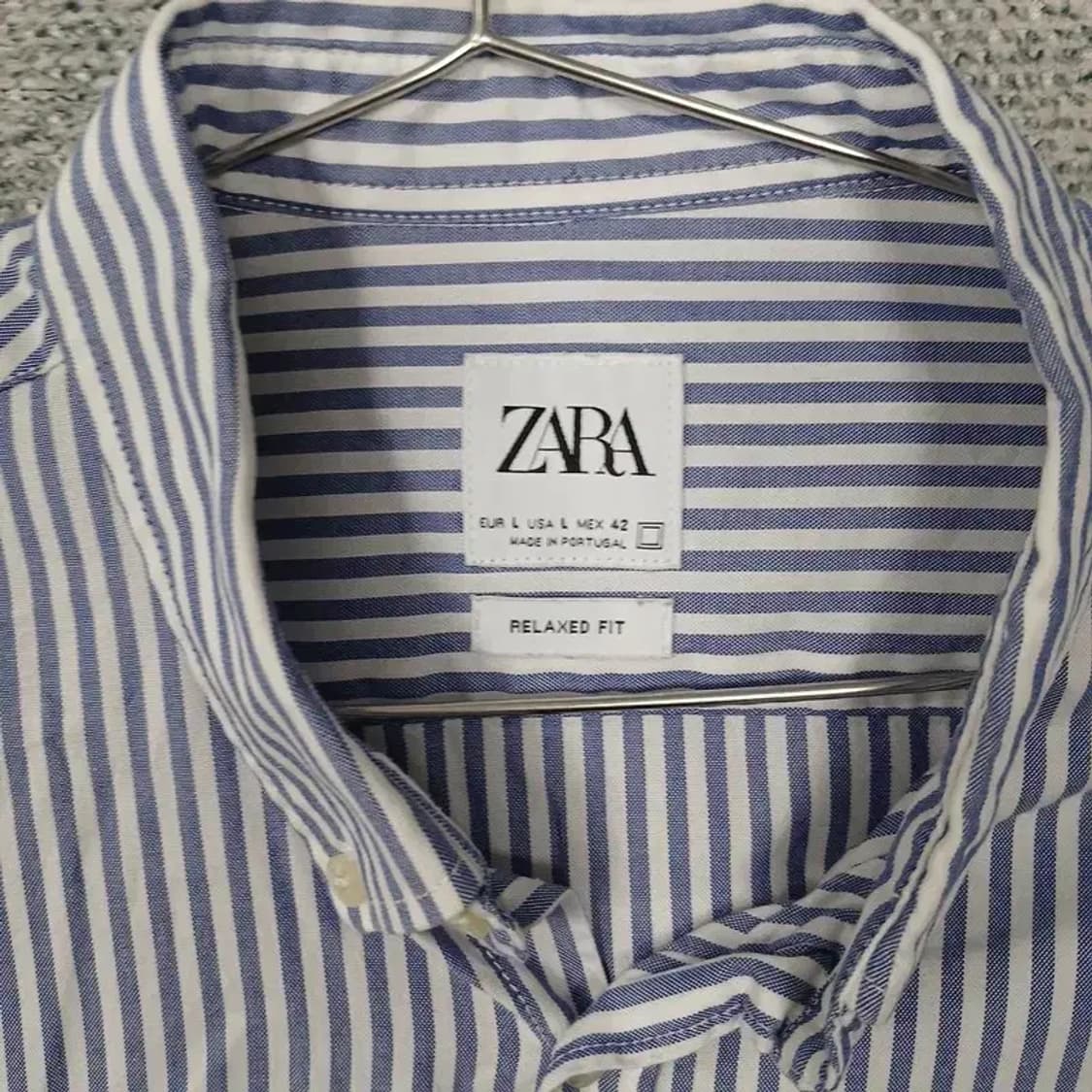 자라 스트라이프 블루 남성 셔츠 L 상품이미지3