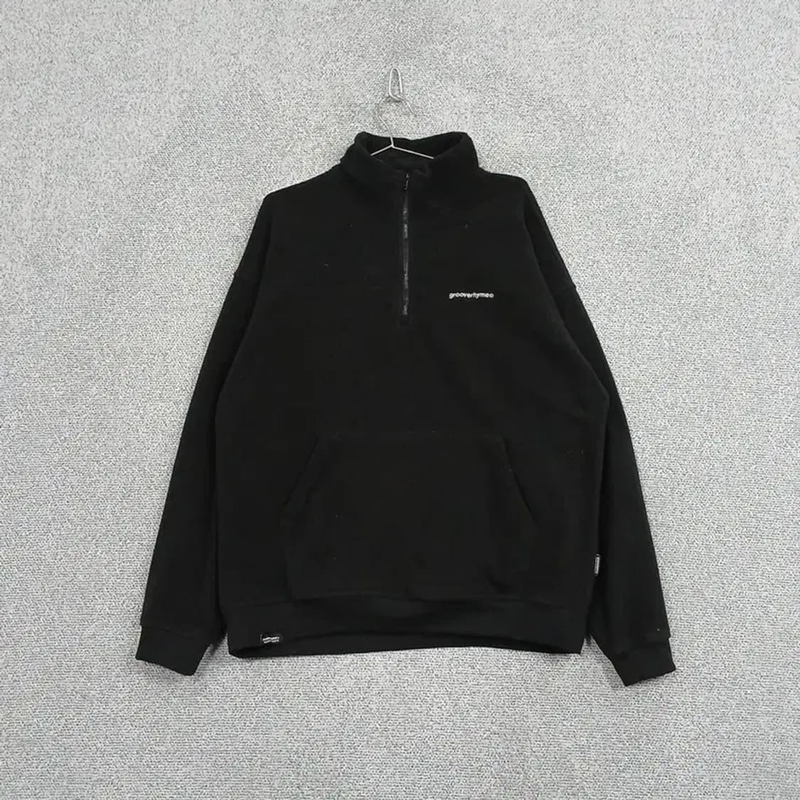 그루브라임 로고 블랙 반집업 기모 후리스 XL 상품이미지1