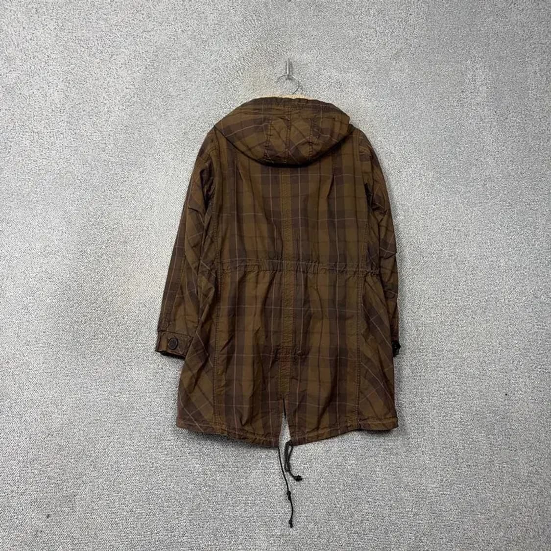 써스데이아일랜드 빈티지 체크 브라운 떡볶이 피쉬테일 야상 코트 M 상품이미지2