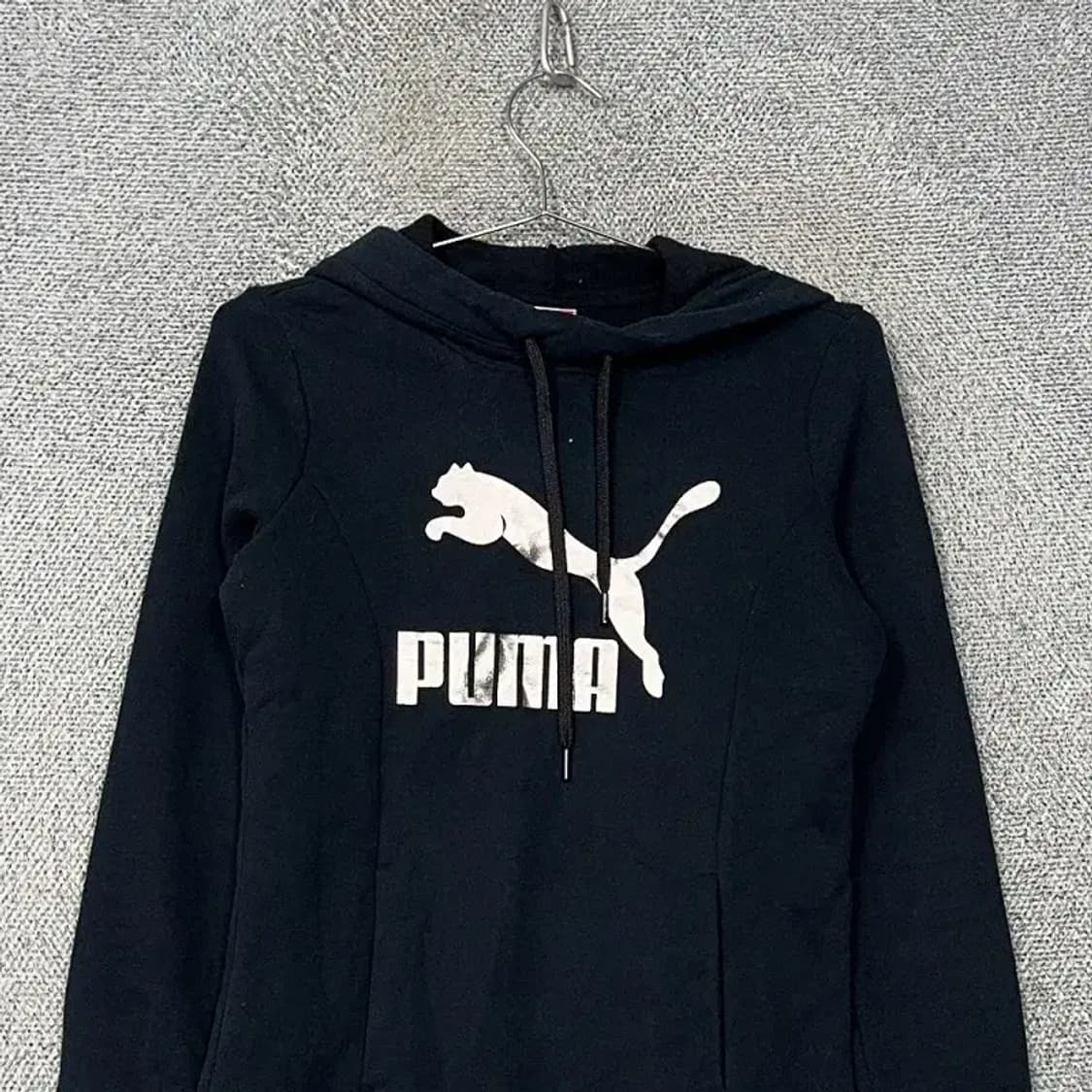 푸마 빅로고 프린팅 블랙 기모 후드티 S 상품이미지3