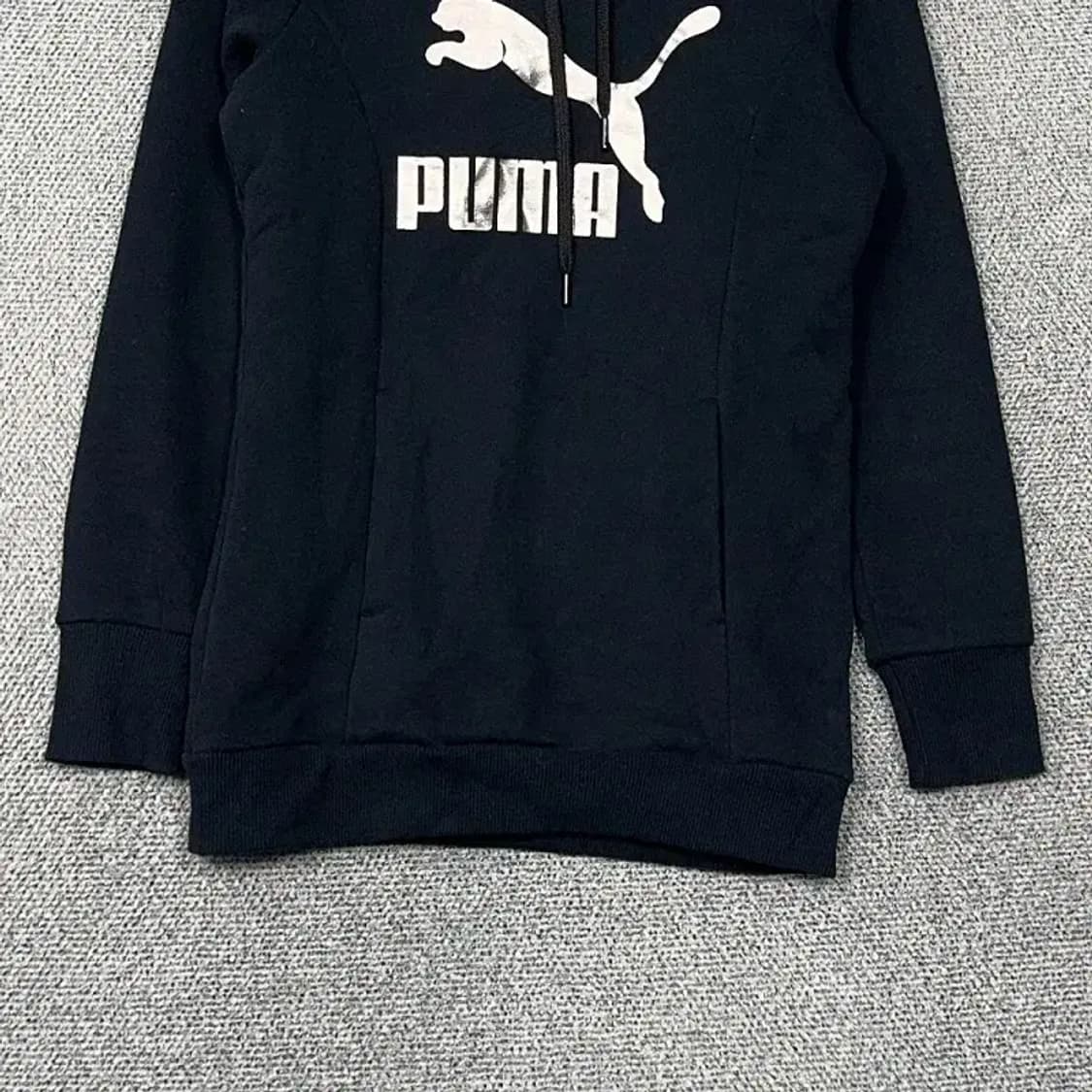 푸마 빅로고 프린팅 블랙 기모 후드티 S 상품이미지4