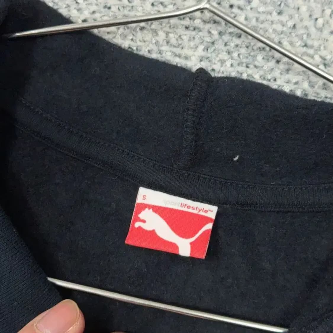 푸마 빅로고 프린팅 블랙 기모 후드티 S 상품이미지5