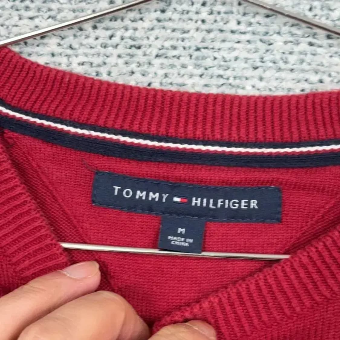 타미힐피거 레드 로고 캐주얼 코튼 니트 M 상품이미지5