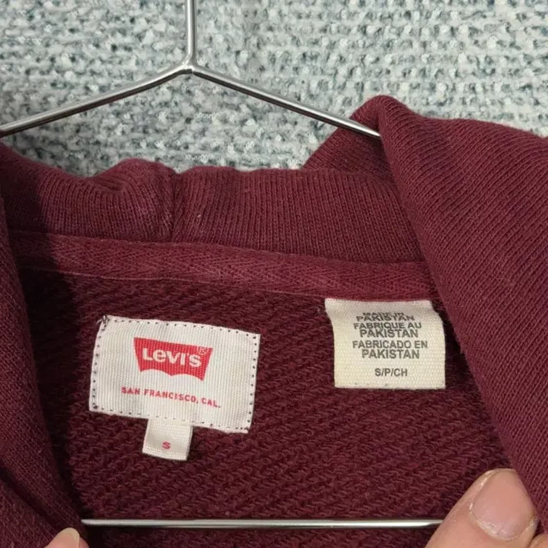 리바이스 박스로고 빈티지 버건디 오버핏 후드티 S 상품이미지3