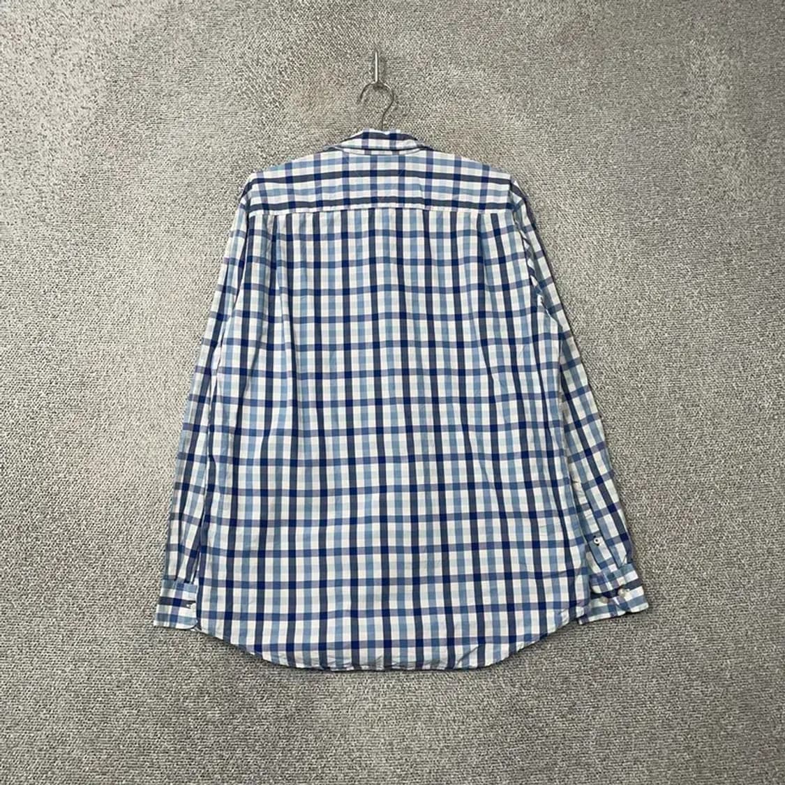 타미힐피거 블루 로고 체크 셔츠 M 상품이미지2