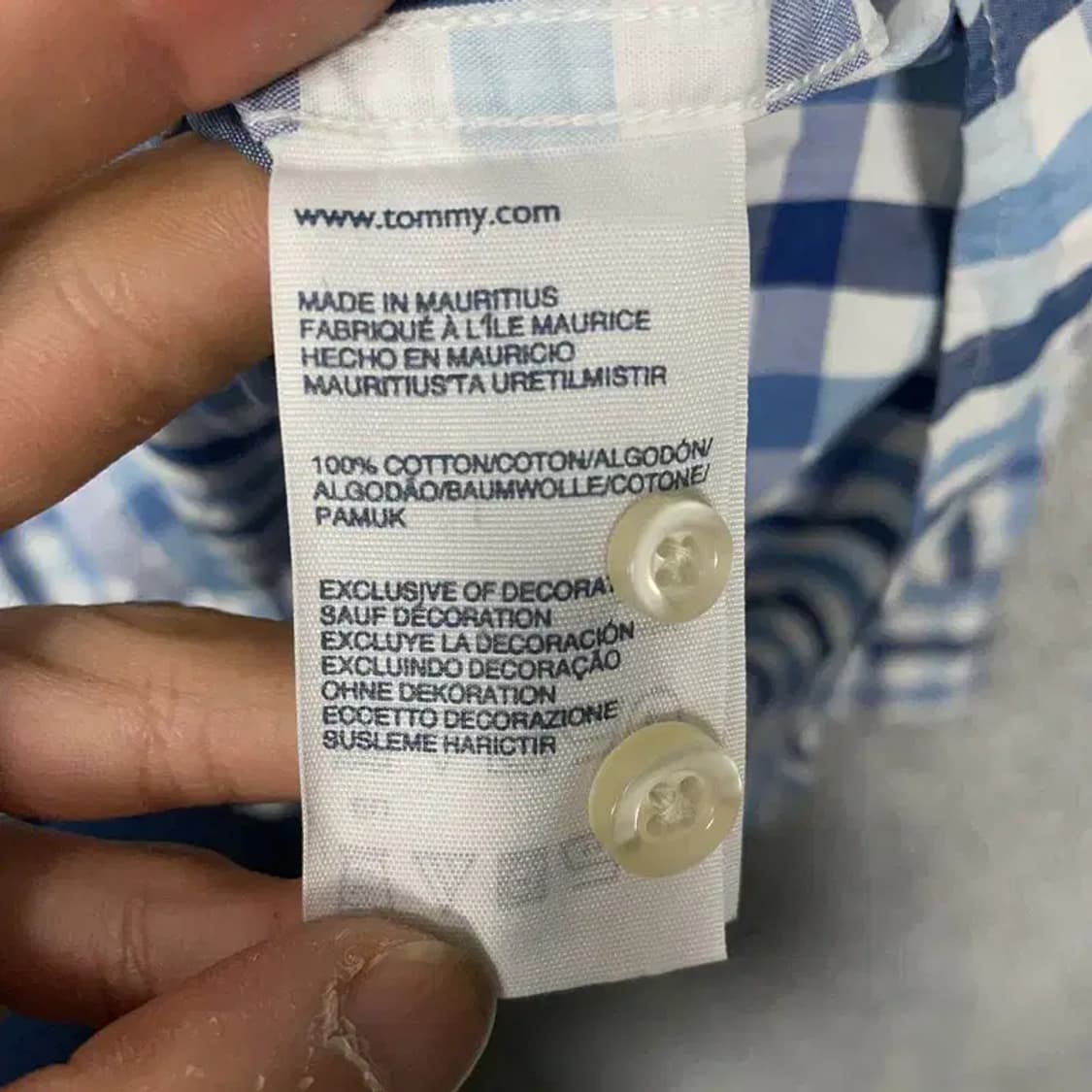 타미힐피거 블루 로고 체크 셔츠 M 상품이미지6