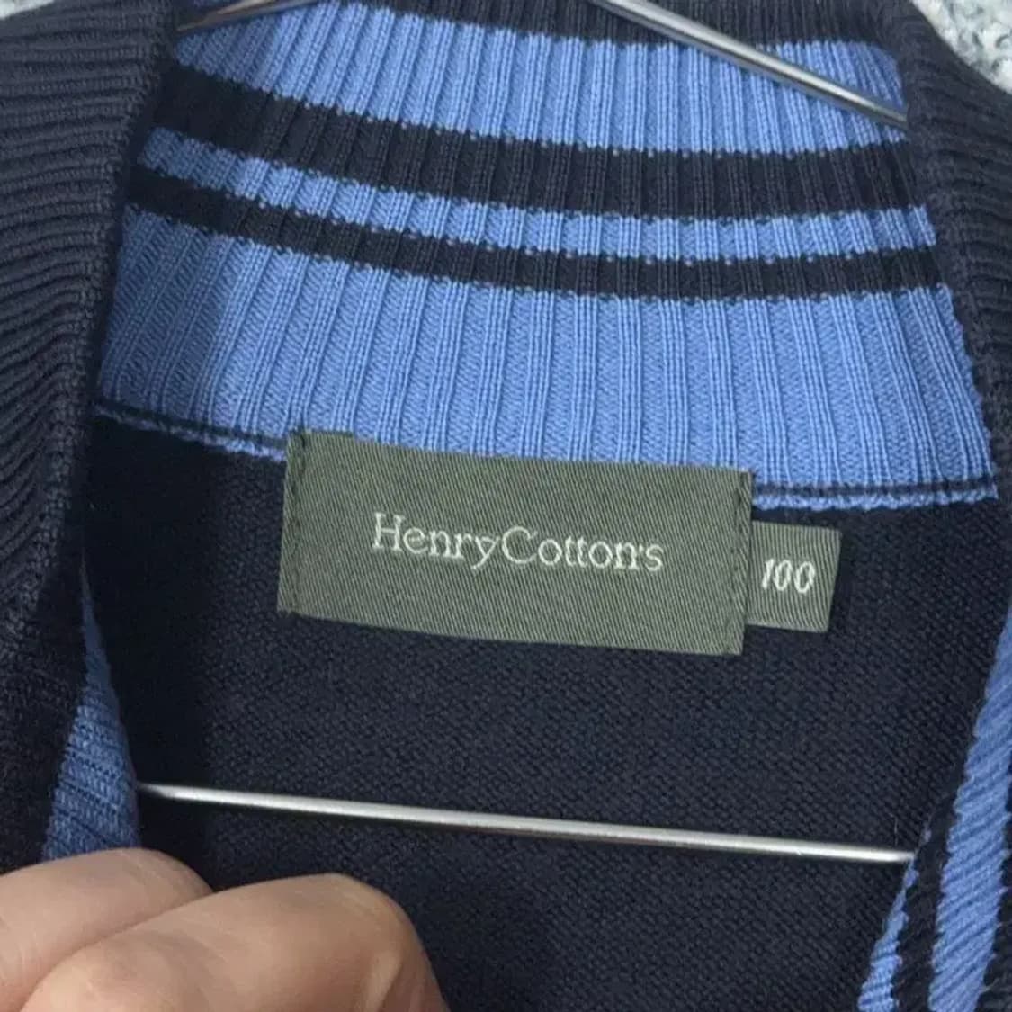 헨리코튼 로고 네이비 니트 집업 M 상품이미지5