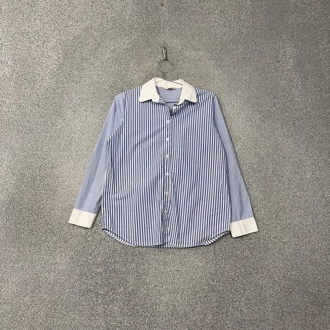 플라스틱아일랜드 블루 스트라이프 셔츠 블라우스 M 상품이미지1