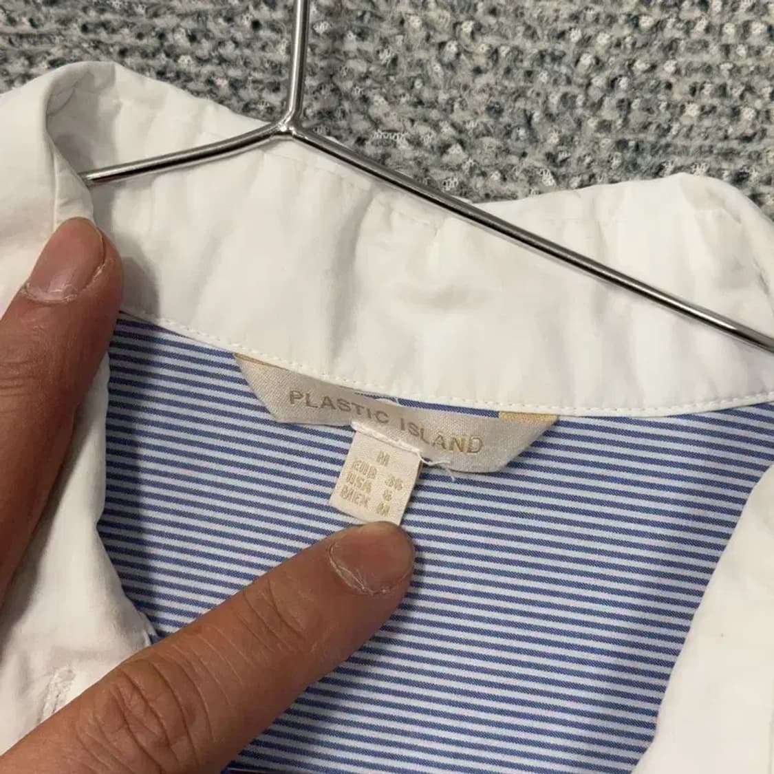 플라스틱아일랜드 블루 스트라이프 셔츠 블라우스 M 상품이미지3