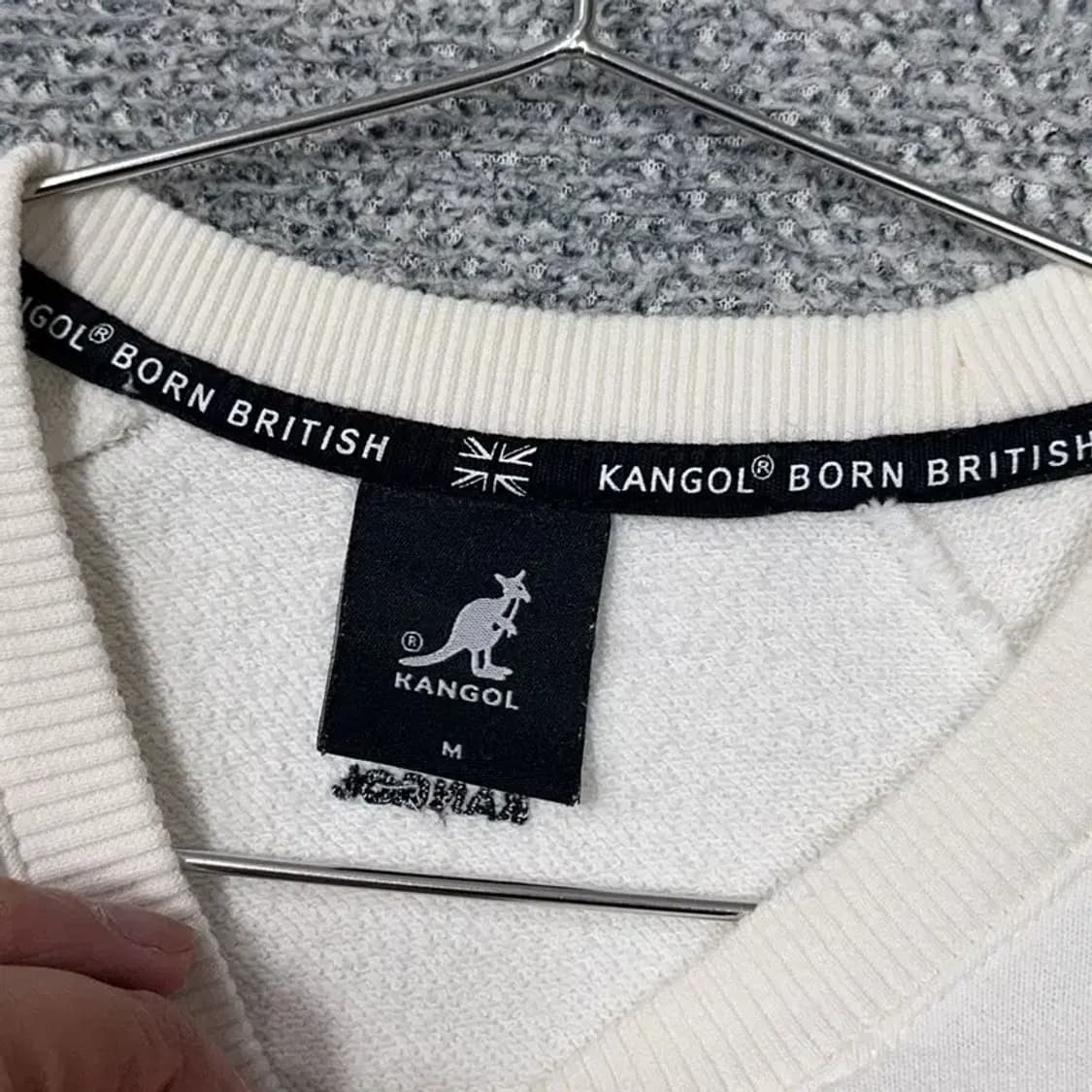 캉골 크림 화이트 로고 캐주얼 맨투맨 M 상품이미지4