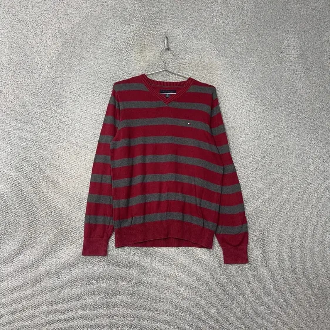 타미힐피거 스트라이프 레드 로고 코튼 니트 S 상품이미지1