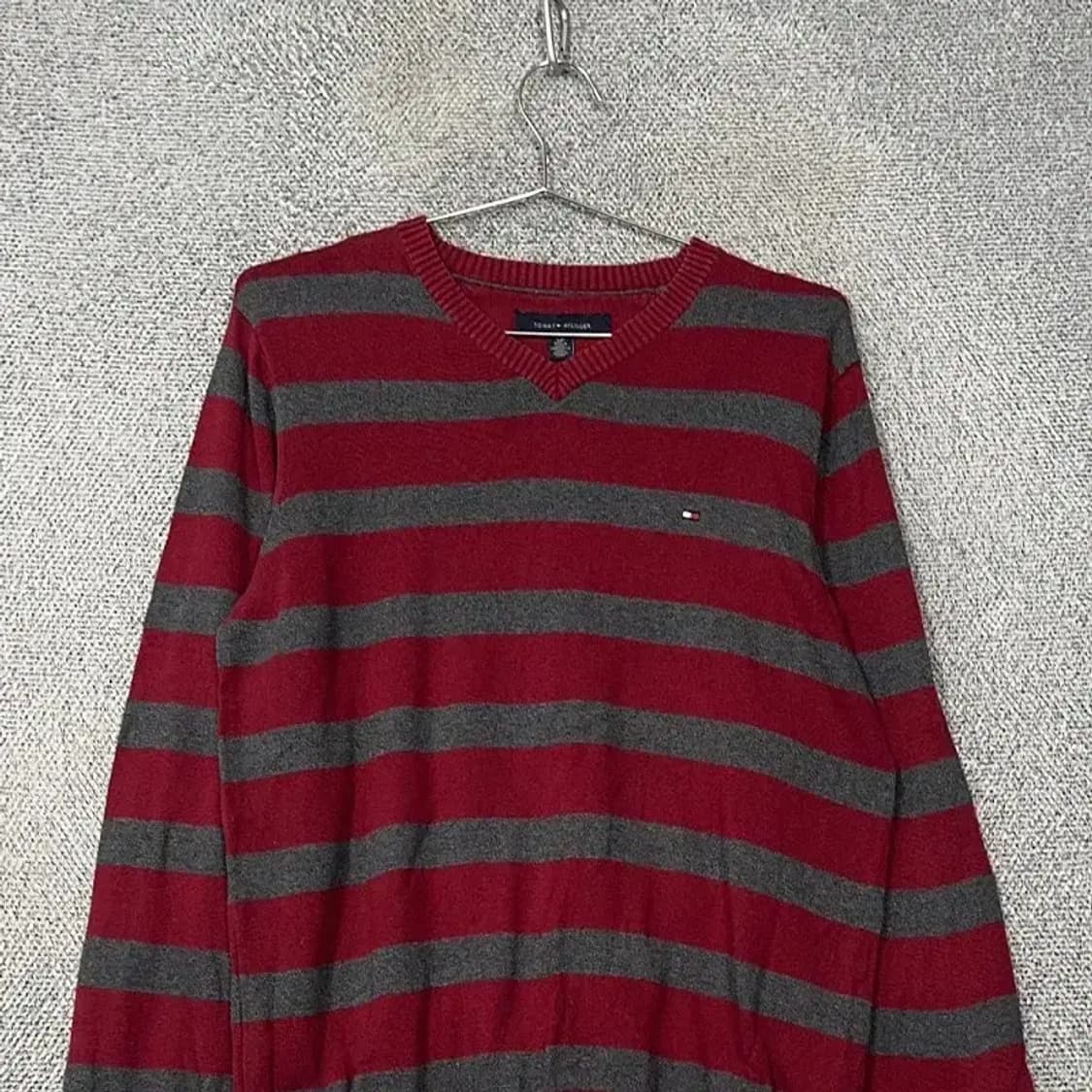 타미힐피거 스트라이프 레드 로고 코튼 니트 S 상품이미지3