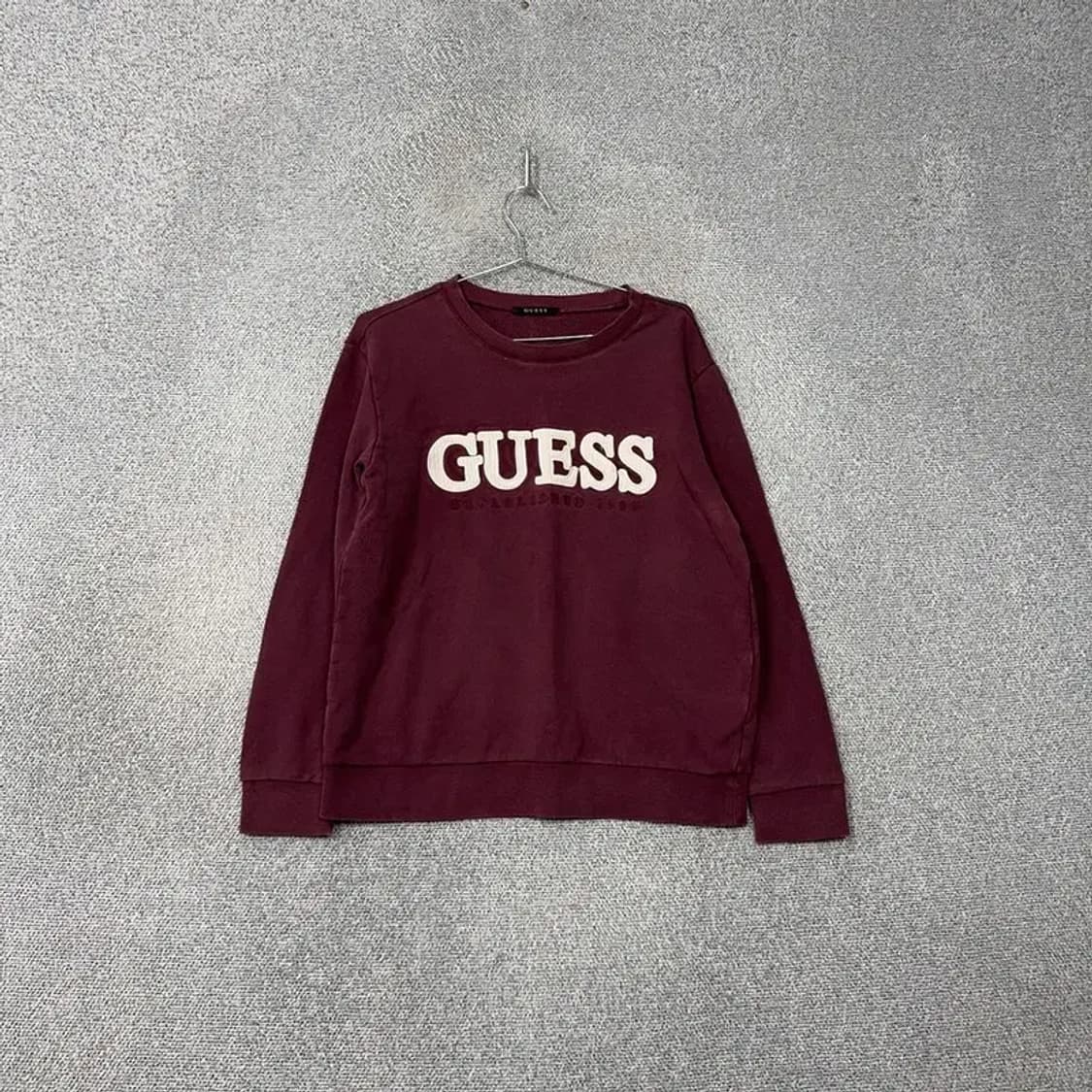 게스 로고 남성 버건디 맨투맨 L 상품이미지1