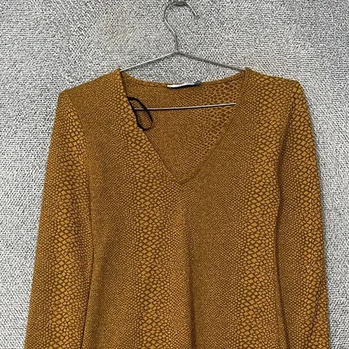 자라 뱀피 패턴 카멜 원피스 S 상품이미지3