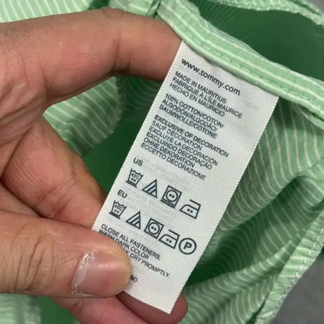 타미힐피거 스트라이프 라이트 그린 로고 셔츠 S/P 상품이미지4