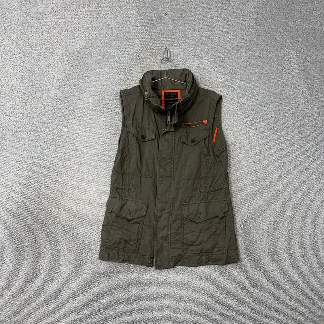 게스 여성 빈티지 사파리 카키 집업 조끼 M 상품이미지1