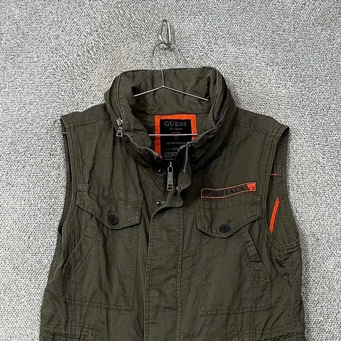 게스 여성 빈티지 사파리 카키 집업 조끼 M 상품이미지3