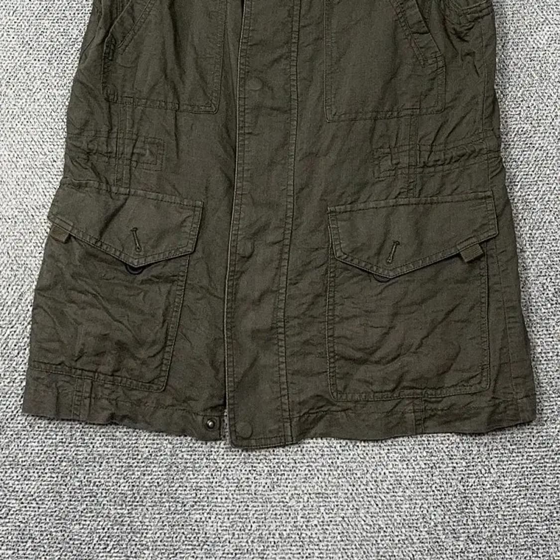 게스 여성 빈티지 사파리 카키 집업 조끼 M 상품이미지4