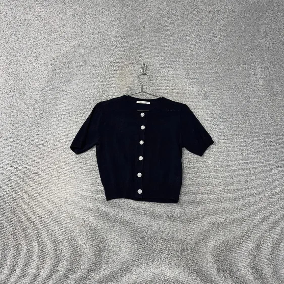 미쏘 네이비 아크릴 니트 반팔 가디건 S 상품이미지1