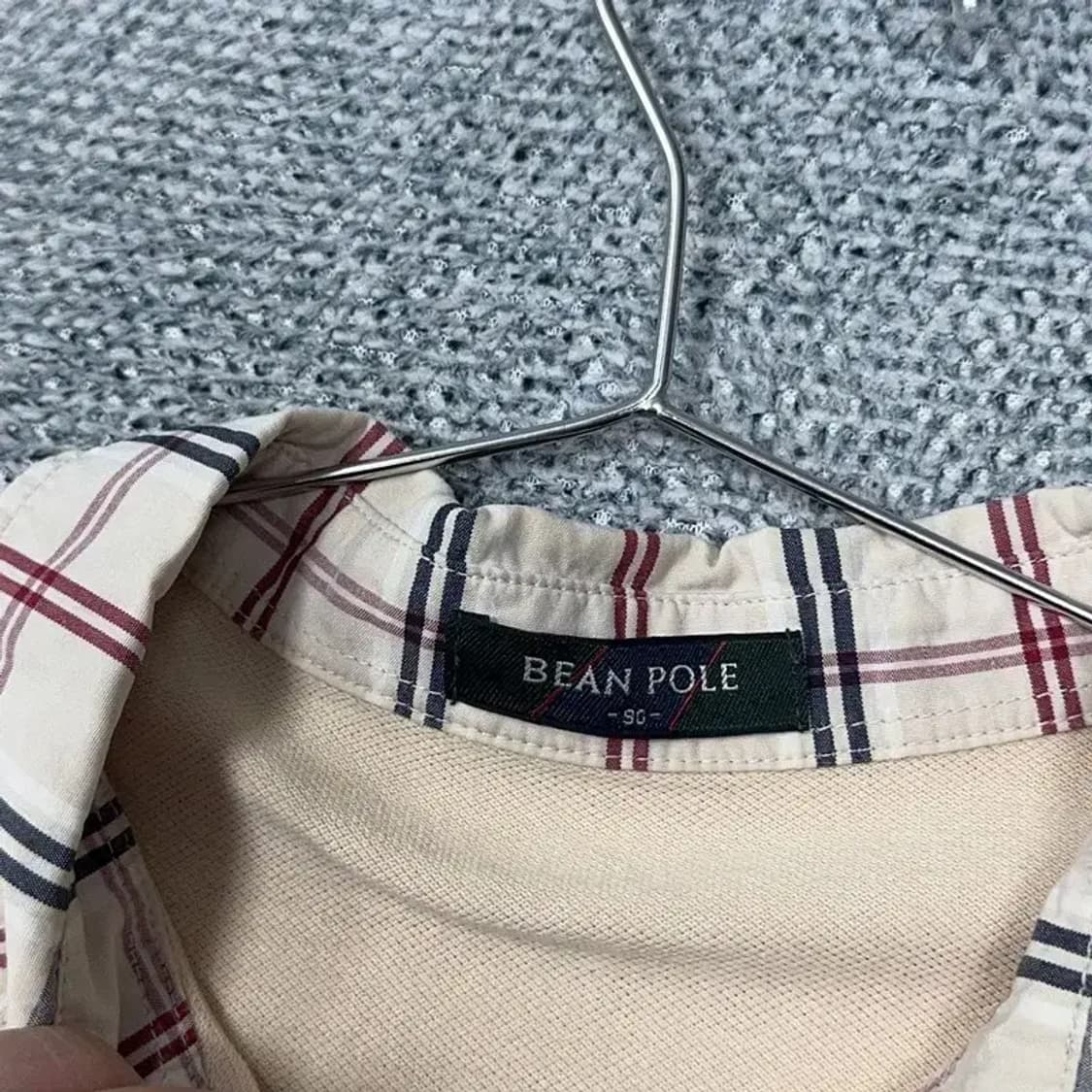 빈폴 베이지 로고 체크 카라 반팔 티 90 상품이미지3
