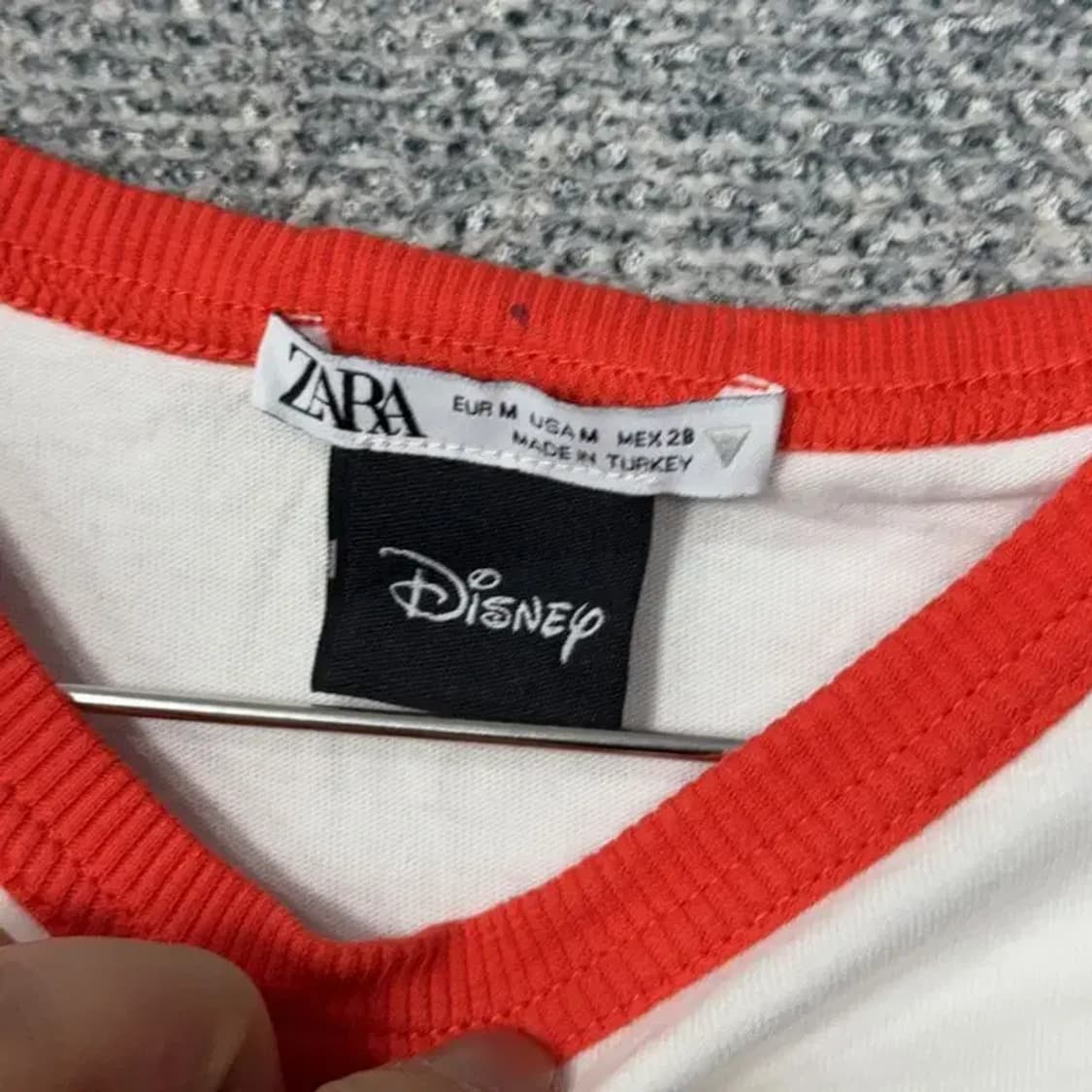 디즈니 자라 미키마우스 화이트 코튼 반팔티 M 상품이미지3