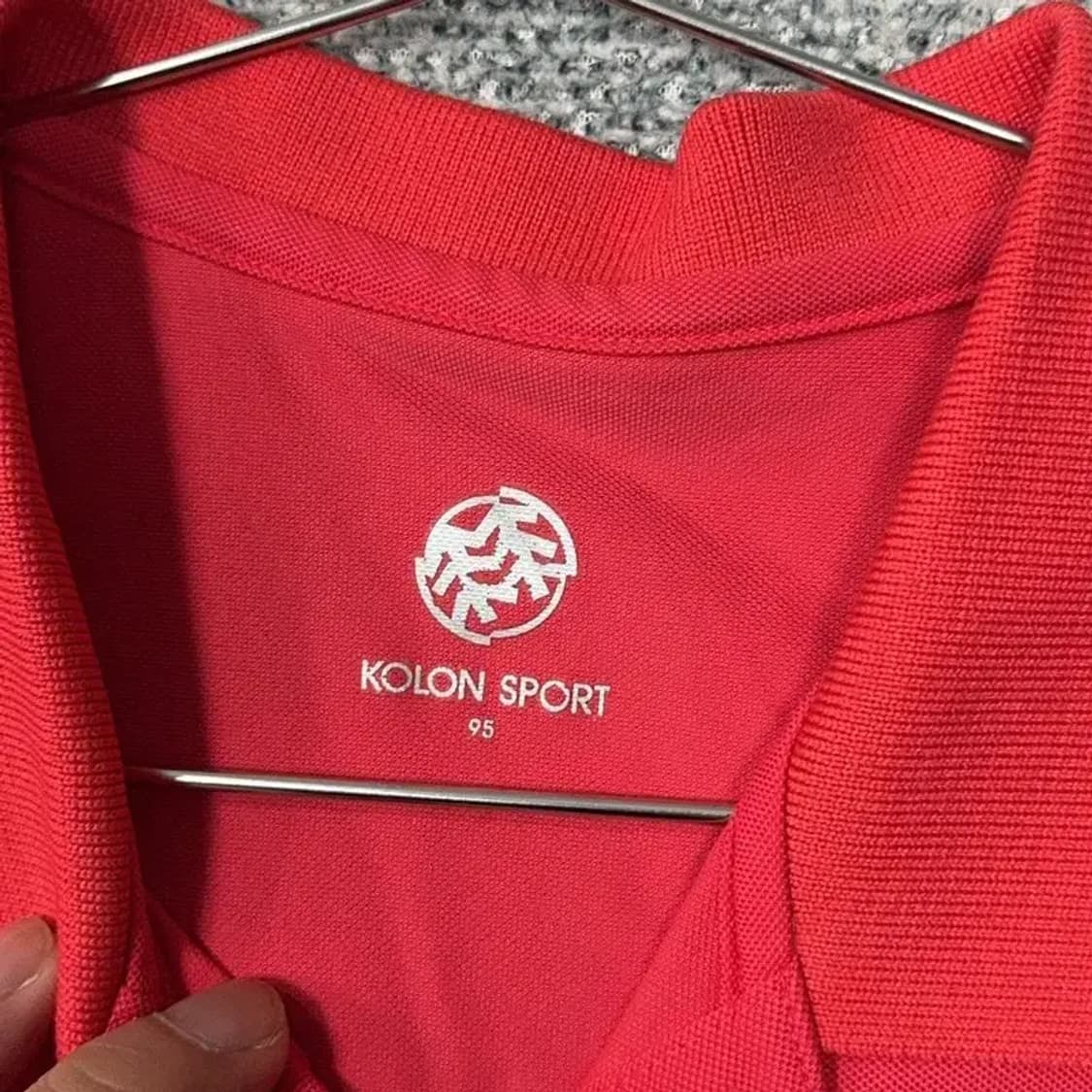 코오롱 스포츠 로고 레드 기능성 반팔 카라티 095 상품이미지4