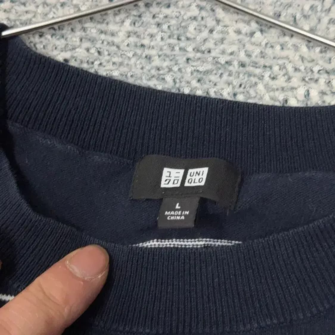 유니클로 스트라이프 네이비 반팔티 L 상품이미지5