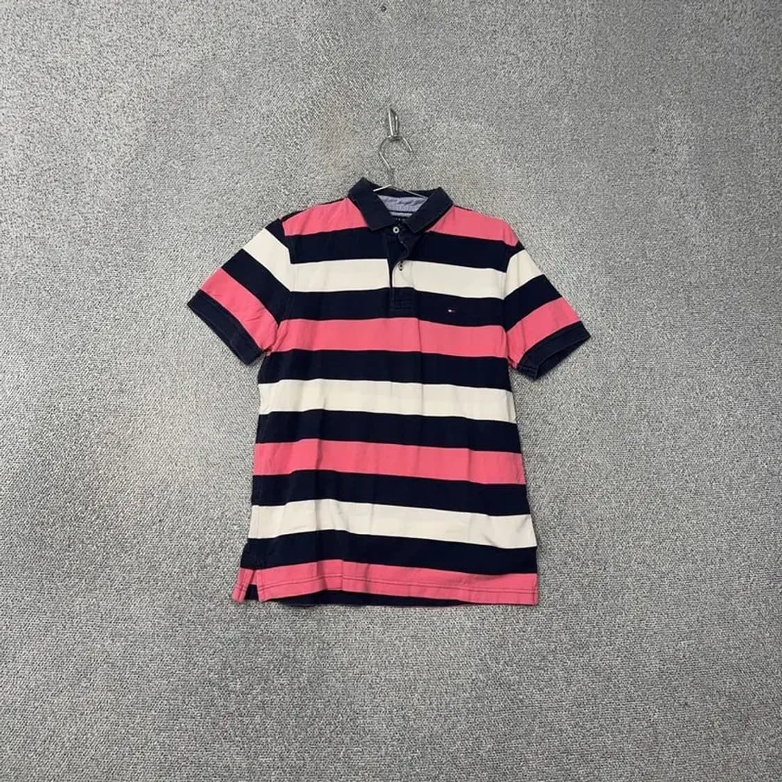 타미힐피거 스트라이프 로고 캐주얼 반팔 카라티 M 상품이미지1