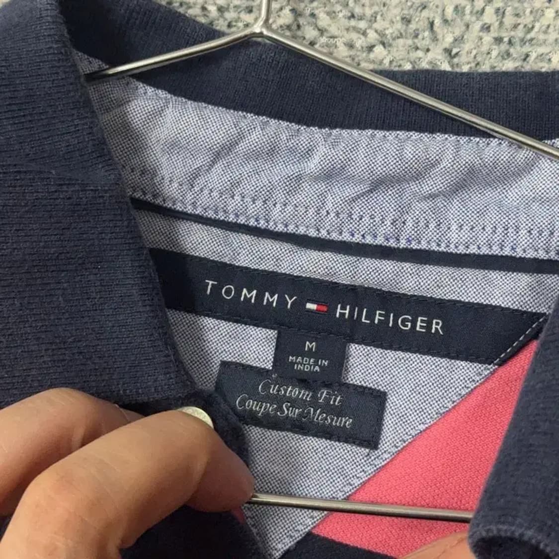 타미힐피거 스트라이프 로고 캐주얼 반팔 카라티 M 상품이미지3