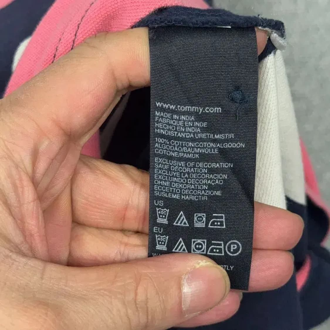 타미힐피거 스트라이프 로고 캐주얼 반팔 카라티 M 상품이미지4