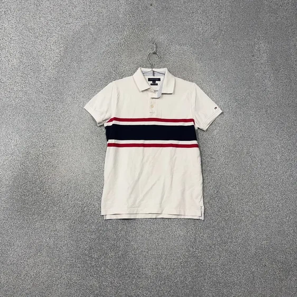 타미힐피거 화이트 로고 남성 캐주얼 반팔 카라티 M 상품이미지1