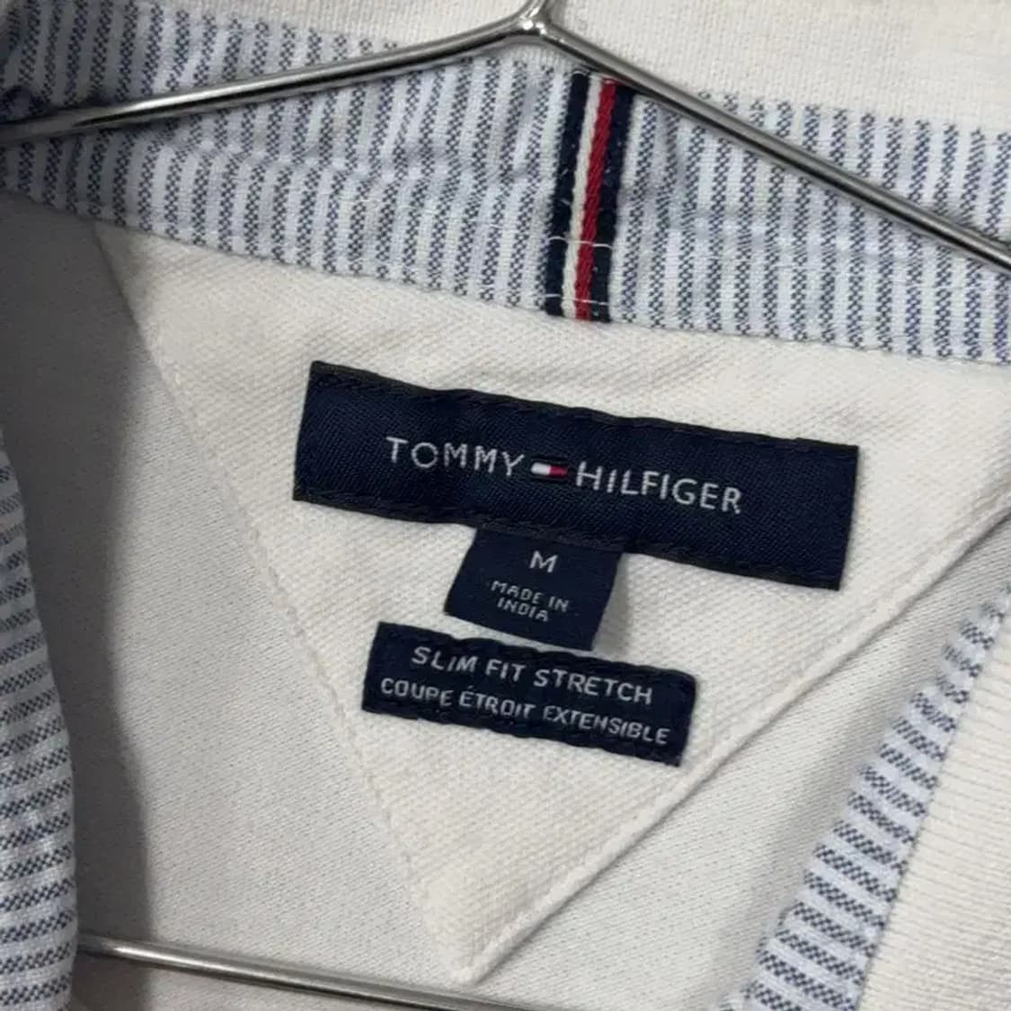 타미힐피거 화이트 로고 남성 캐주얼 반팔 카라티 M 상품이미지5