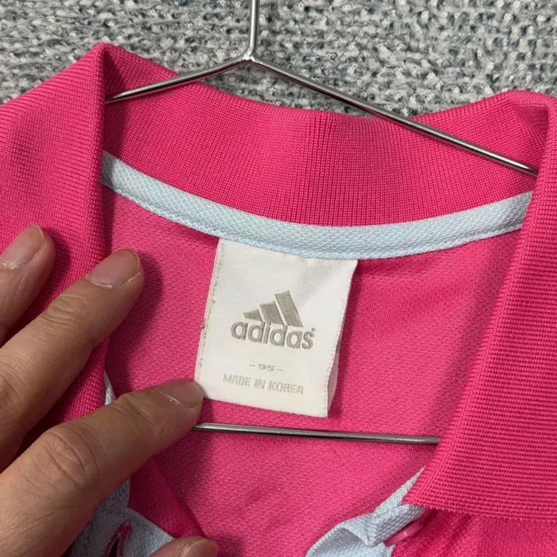 아디다스 핑크 로고 기능성 반팔 카라티 95 상품이미지3