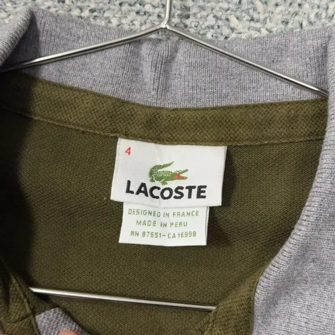 라코스테 로고 빈티지 카키 반팔 카라티 L 상품이미지3