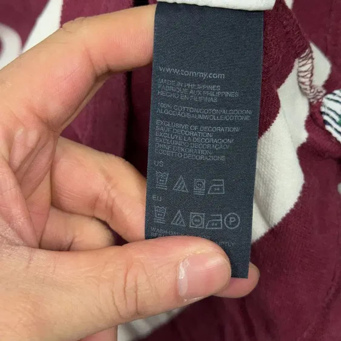 타미힐피거 로고 스트라이프 버건디 반팔 카라티 S 상품이미지6