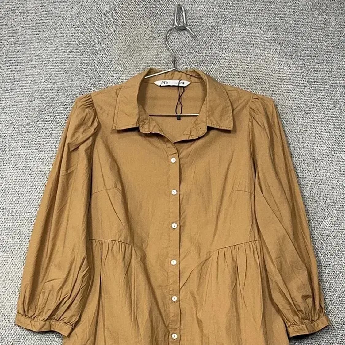 자라 카멜 톤 여성 캐주얼 셔츠 원피스 S 상품이미지3