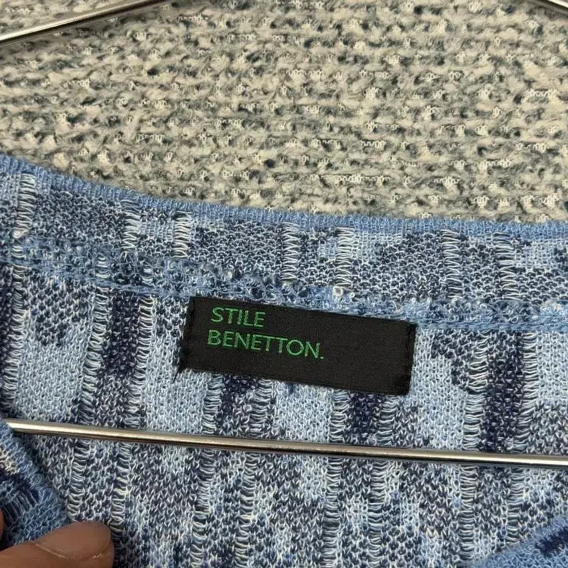 베네통 빈티지 다채색 패턴 니트 반팔 ONE SIZE 상품이미지3