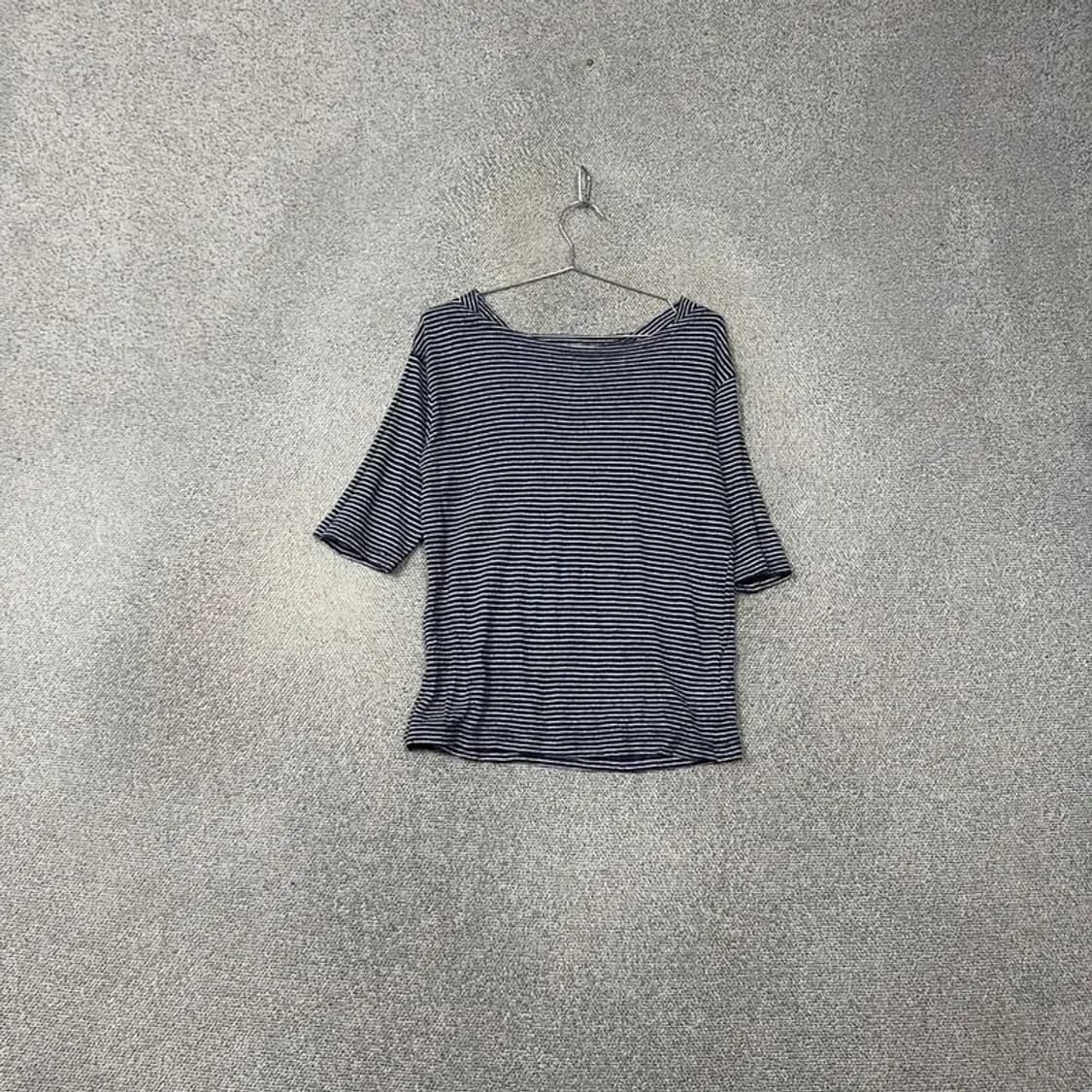 에잇세컨즈 블루 스트라이프 린넨 코튼 반팔티 S 상품이미지1