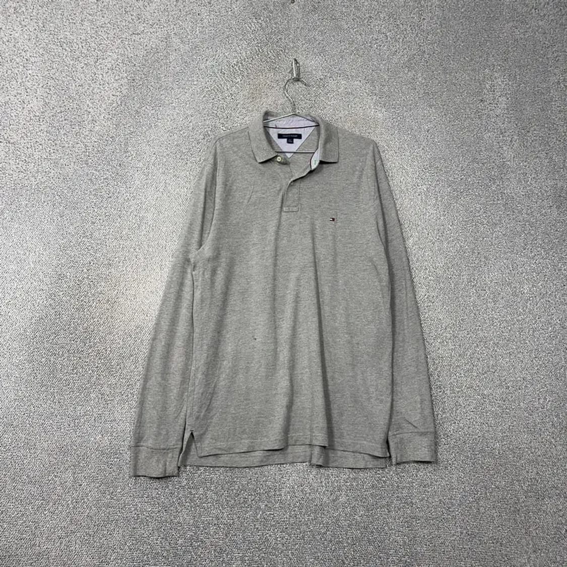 타미힐피거 라이트 그레이 로고 남성 오버핏 긴팔 카라티 L 상품이미지1