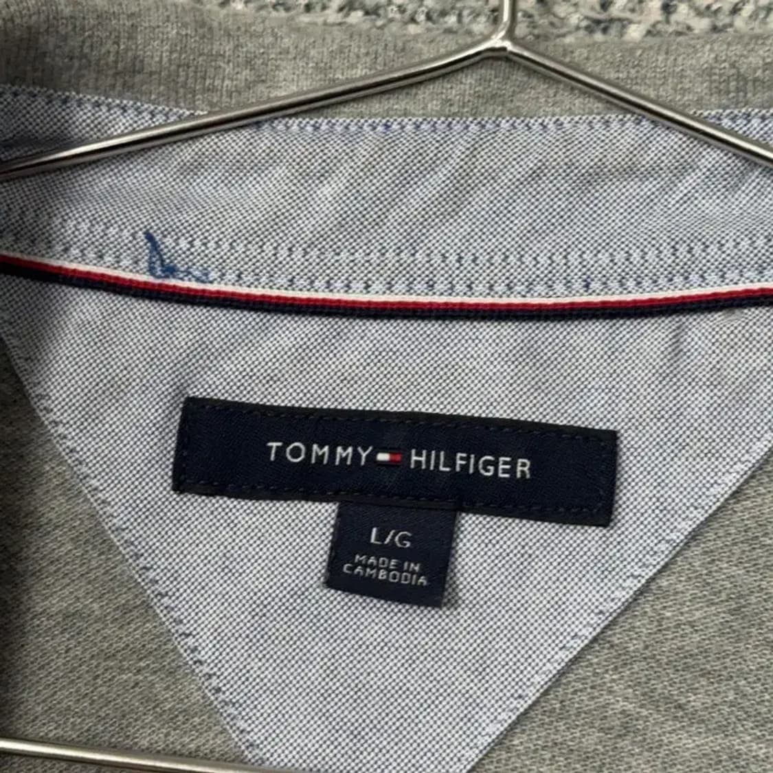 타미힐피거 라이트 그레이 로고 남성 오버핏 긴팔 카라티 L 상품이미지5