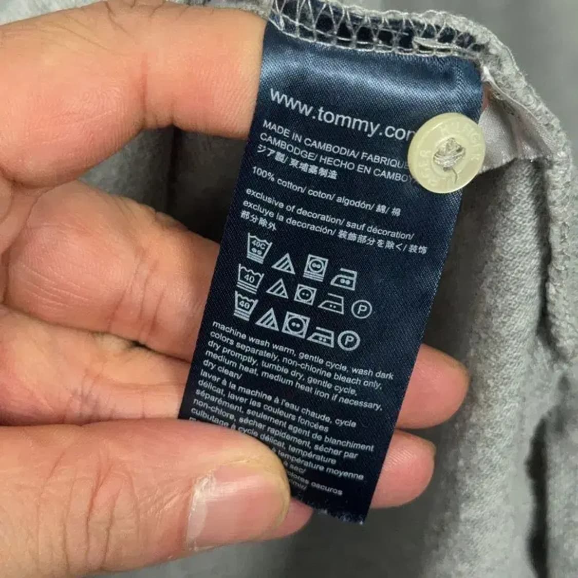 타미힐피거 라이트 그레이 로고 남성 오버핏 긴팔 카라티 L 상품이미지6